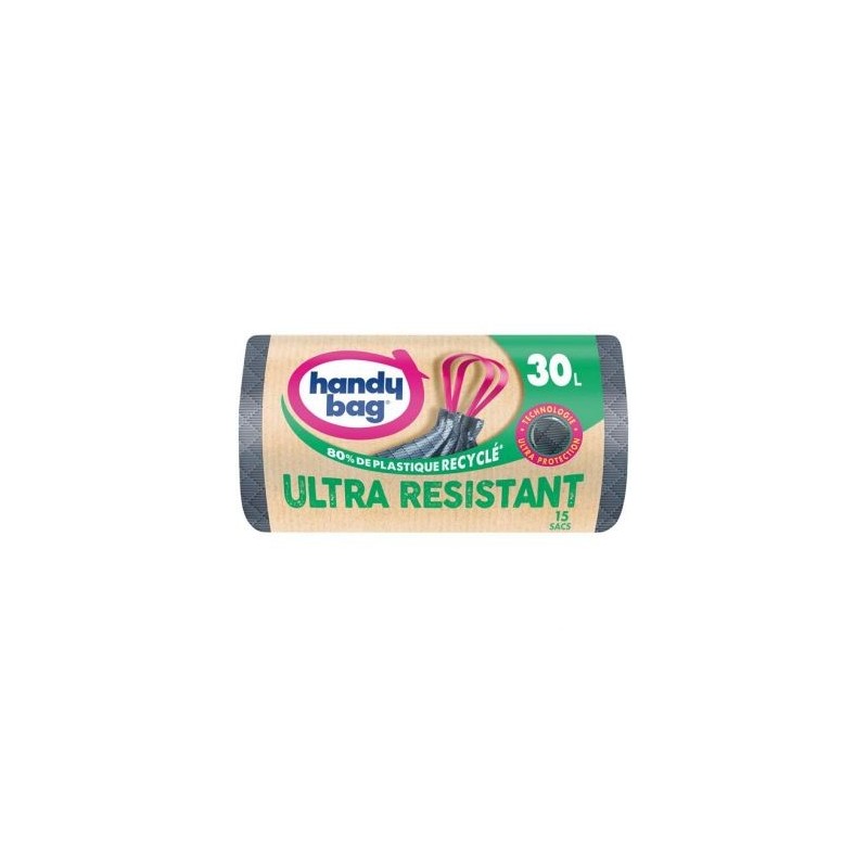 HANDY BAG Sac poubelle poignées coulissantes ultra résistante 30l x15
