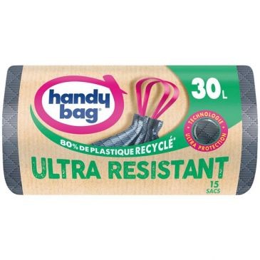 HANDY BAG Sac poubelle poignées coulissantes ultra résistante 30l x15