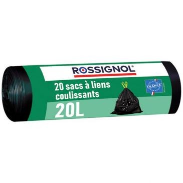 ROSSIGNOL Bagy rouleau de 20 sacs poubelle 20L noir lien coulissant