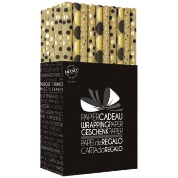 PAPETERIE DU POITOU Papier cadeau 1.5x0.70m box 50 rouleaux dorés