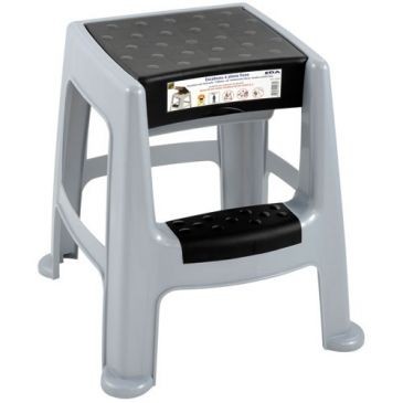 Eda Tabouret marchepied gris perle marche noir