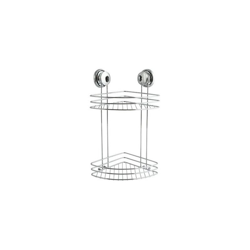 MSV Etagère d'angle 2 niveaux ventouse chrome