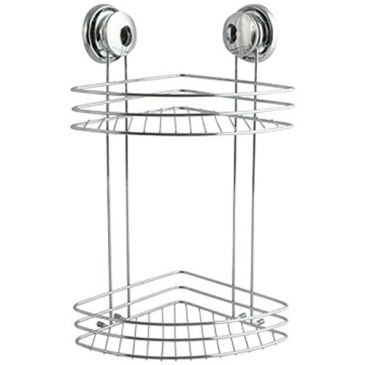 MSV Etagère d'angle 2 niveaux ventouse chrome