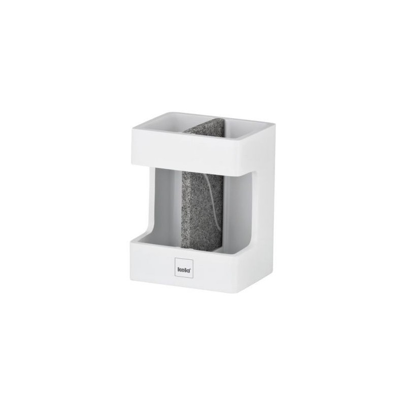 KELA Gobelet porte brosse a dents cube blanc pierre