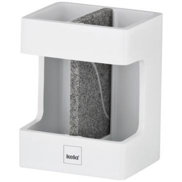 KELA Gobelet porte brosse a dents cube blanc pierre