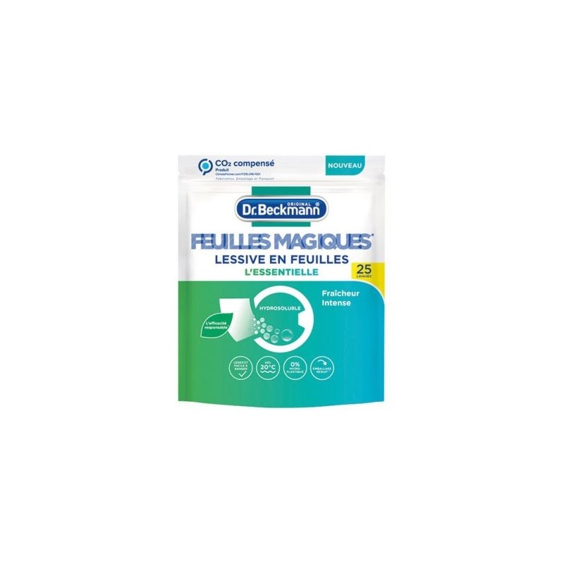 DR BECKMANN Lessive en feuilles l'essentielle x 25 blanc et couleur.