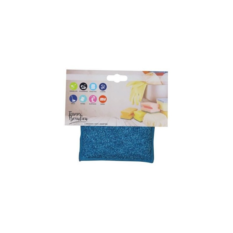TISSAGES DE BEAULIEU Eponge biface microfibre et grattante 14x9cm