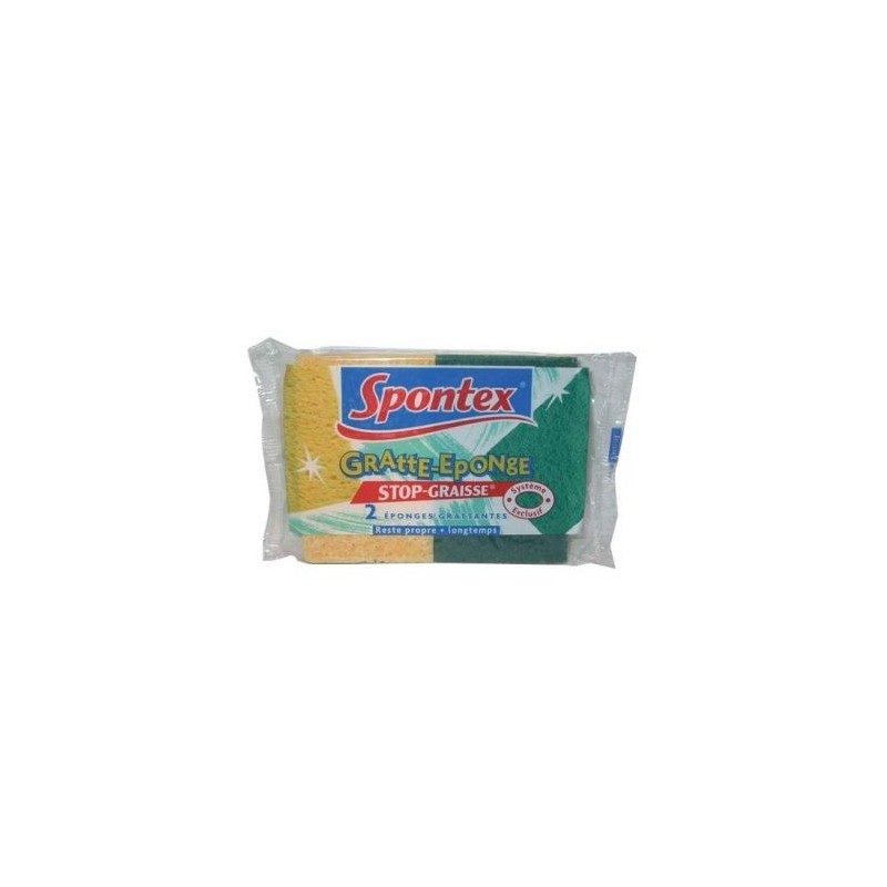Spontex Éponge végétale grattante stop graisse x2 3092