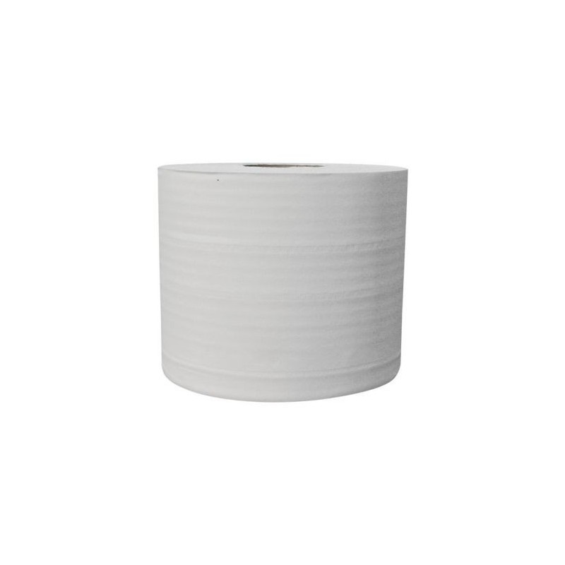PAPECO Essuie main bobine 2 plis blanc pur 1000 formats lot de 2