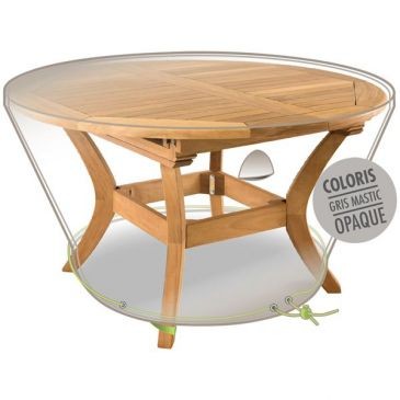 Jardiline Housse table ronde 6 personnes d.120cm gris mastic opaque