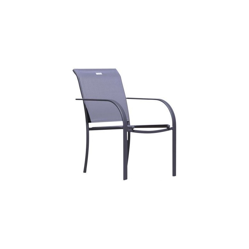 OZALIDE Fauteuil alumilium textilene anthracite 65X54X86cm Béziers