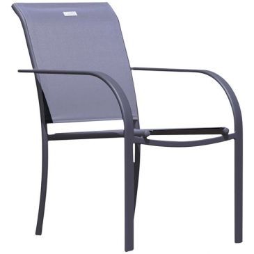 OZALIDE Fauteuil alumilium textilene anthracite 65X54X86cm Béziers
