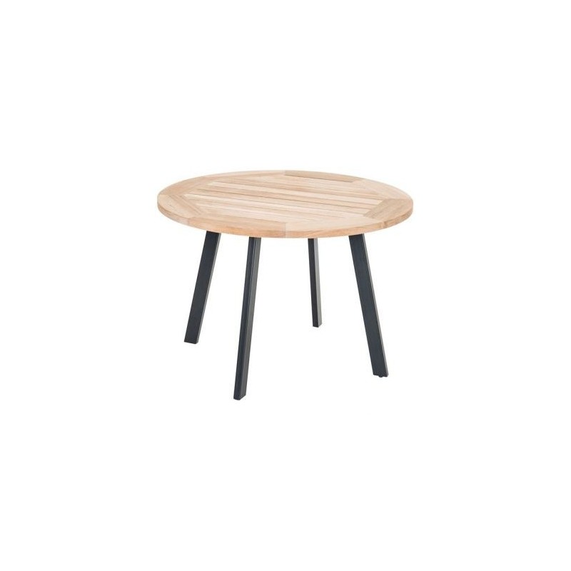 Jardiline Table de jardin ronde Cocos teck et acier noir diam 105cm