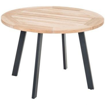 Jardiline Table de jardin ronde Cocos teck et acier noir diam 105cm