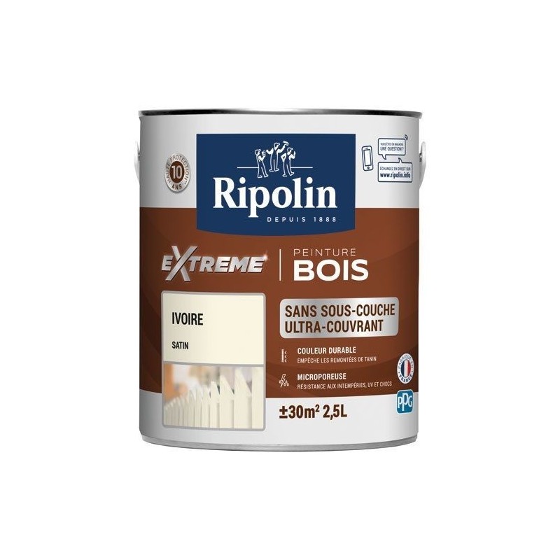 Ripolin Rip protection extrême bois satin 2.5l ivoire