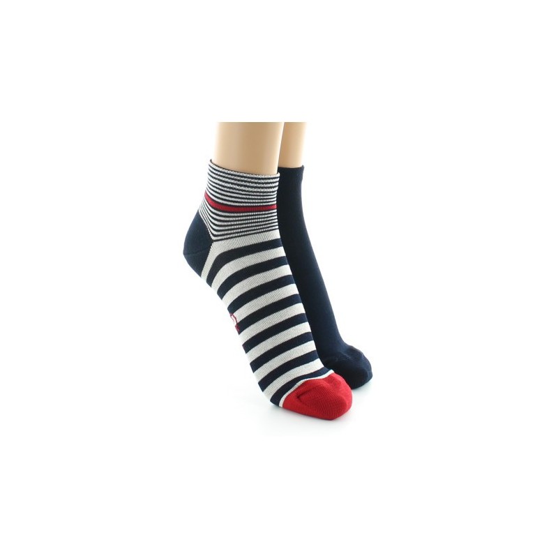 Berthe Aux Grands Pieds Pack de Socquettes unies marines et rayées