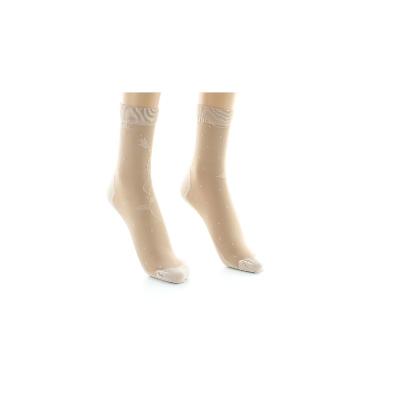 Berthe Aux Grands Pieds Mi-chaussette fantaisie couleur peau semelle coton