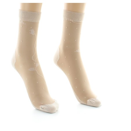 Berthe Aux Grands Pieds Mi-chaussette fantaisie couleur peau semelle coton