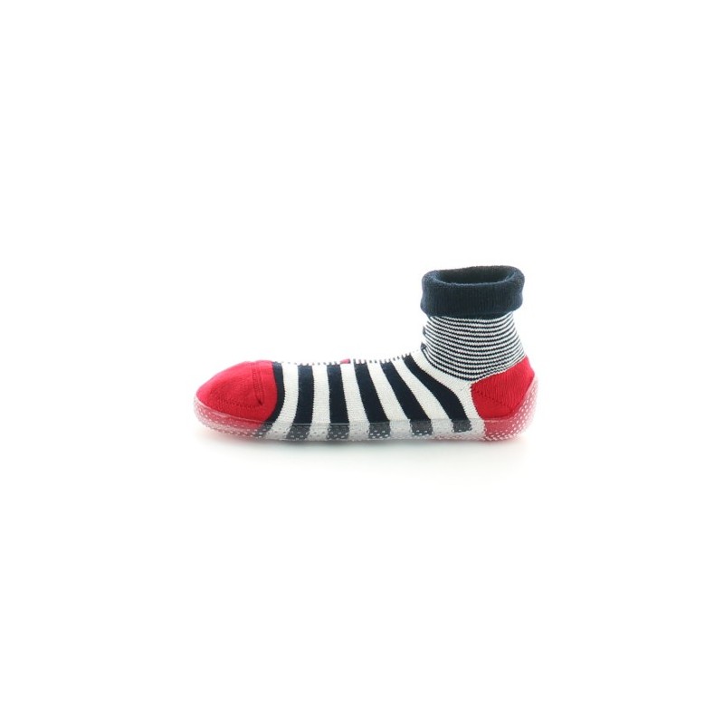 Berthe Aux Grands Pieds Chausson chaussette asymétrique marine et ivoire