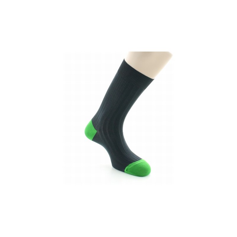 Berthe Aux Grands Pieds Chaussettes Jean Gabin anthracite / vert pomme
