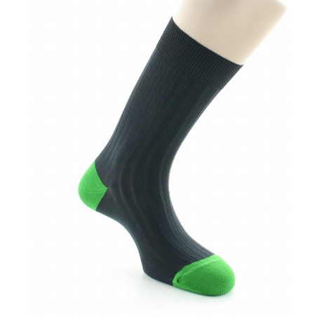 Berthe Aux Grands Pieds Chaussettes Jean Gabin anthracite / vert pomme