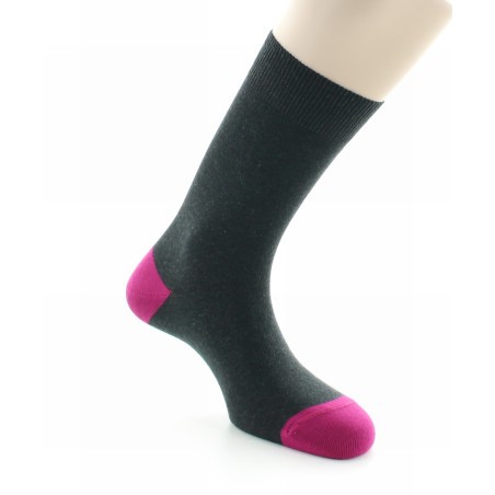 Berthe Aux Grands Pieds Chaussettes Archimède anthracite / fushia