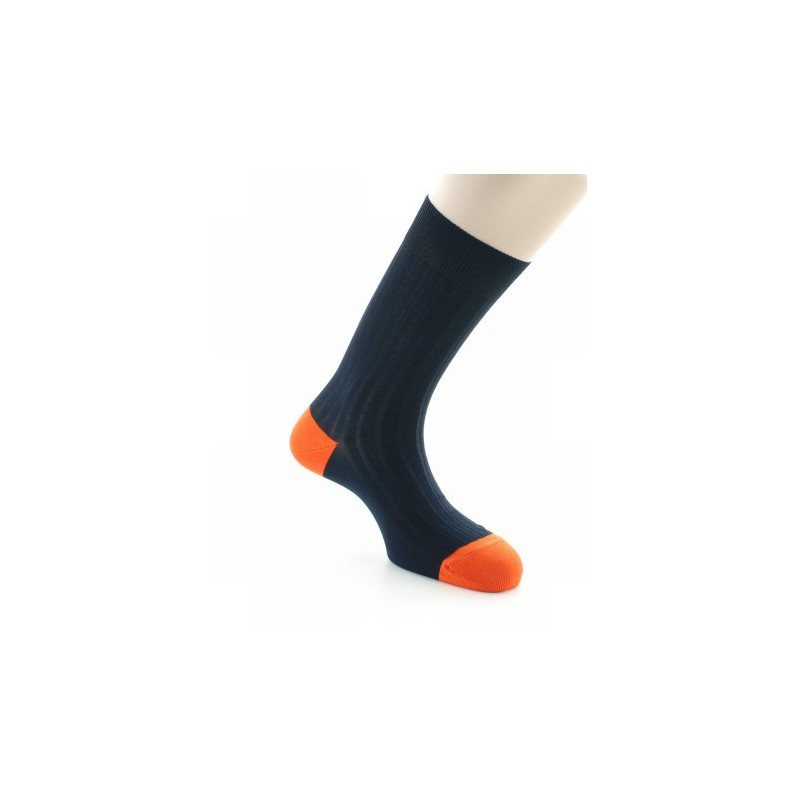 Berthe Aux Grands Pieds Chaussettes Jean Rochefort Marine / Orange