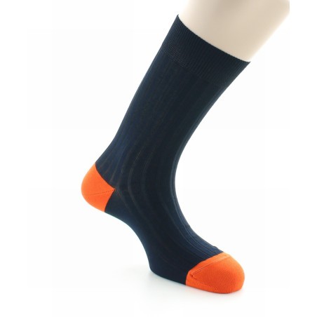 Berthe Aux Grands Pieds Chaussettes Jean Rochefort Marine / Orange