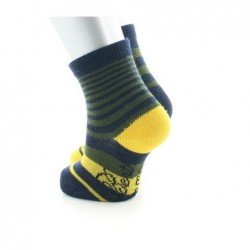 Berthe Aux Grands Pieds Chaussettes enfant Laine peignée Rayures Asymétriques - Bleu marine, kaki et jaune - Image 3