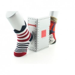 Berthe Aux Grands Pieds Chaussettes pour bébé girafe avec velours et rayures avec couronne marine - Image 2