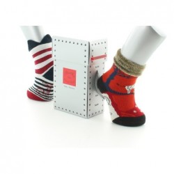 Berthe Aux Grands Pieds Chaussettes pour bébé girafe avec velours et rayures avec couronne marine - Image 3