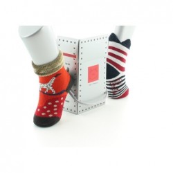 Berthe Aux Grands Pieds Chaussettes pour bébé girafe avec velours et rayures avec couronne marine - Image 4
