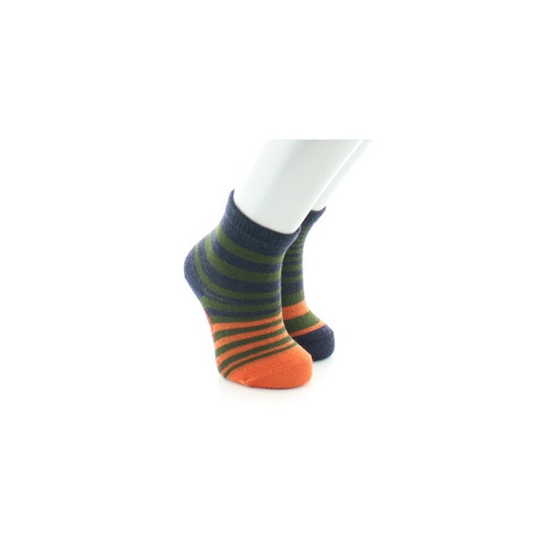 Berthe Aux Grands Pieds Chaussettes Bébé Rayures Asymétriques kaki et marine
