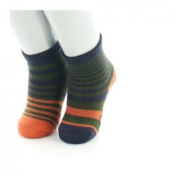 Berthe Aux Grands Pieds Chaussettes Bébé Rayures Asymétriques kaki et marine - Image 2
