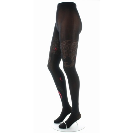 Berthe Aux Grands Pieds Collants femme 40D vague - Noir et rouge