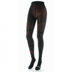 Berthe Aux Grands Pieds Collants femme 40D vague - Noir et rouge - Image 2