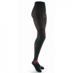 Berthe Aux Grands Pieds Collants femme 40D vague - Noir et rouge - Image 3