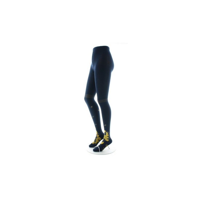 Berthe Aux Grands Pieds Collants coton femme feuilles d'or