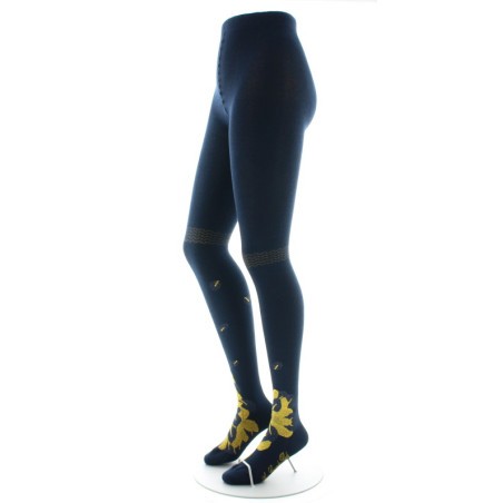 Berthe Aux Grands Pieds Collants coton femme feuilles d'or
