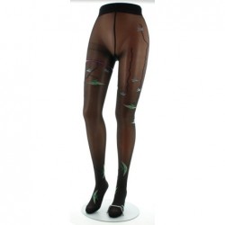 Berthe Aux Grands Pieds Collants 30D noir Hirondelles vertes - Image 2