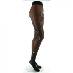 Berthe Aux Grands Pieds Collants 30D noir Hirondelles vertes - Image 3