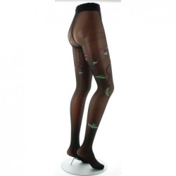 Berthe Aux Grands Pieds Collants 30D noir Hirondelles vertes - Image 4