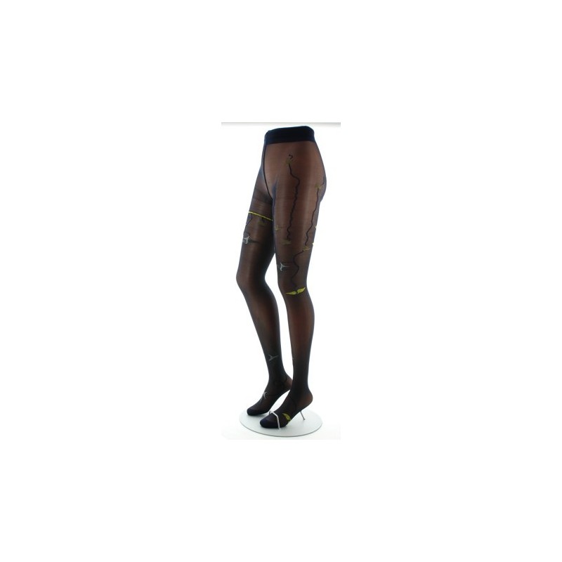 Berthe Aux Grands Pieds Collants 30D marine Hirondelles jaunes