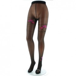 Berthe Aux Grands Pieds Collants Fleurs Roses et Rouges fond Noir - Image 3