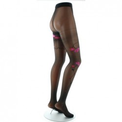 Berthe Aux Grands Pieds Collants Fleurs Roses et Rouges fond Noir - Image 2
