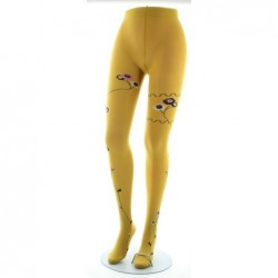 Berthe Aux Grands Pieds Collants ocre semi-opaque à fleurs roses et beige - Image 2