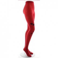 Berthe Aux Grands Pieds Collants rouge semi-opaque à fleurs noires et marine - Image 3