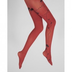 Berthe Aux Grands Pieds Collants rouge semi-opaque à fleurs noires et marine - Image 5