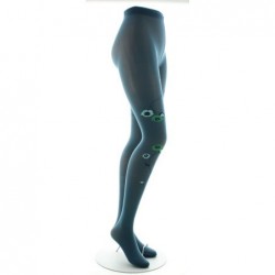 Berthe Aux Grands Pieds Collants pétrole semi-opaque à fleurs vertes et bleues - Image 3