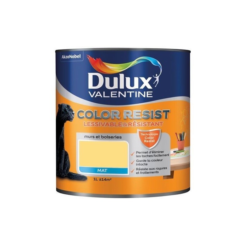 Dulux Valentine Color resist mur bois mat 1L jaune chrome